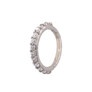 Vertical gem clicker with CZ gems white gold, 18g 5/16”