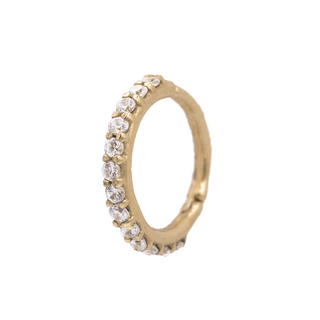 Vertical gem clicker with CZ gems yellow gold, 18g 5/16”