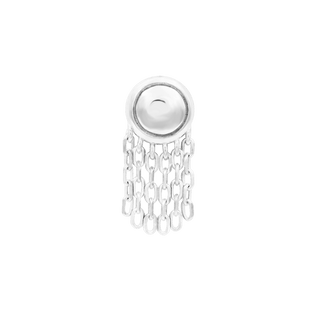 Charlie threadless dome with 6 chain fringe in white gold, 5x12mm overall