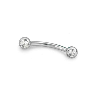 Threadless curved barbell with CZ gems in titanium, 18g