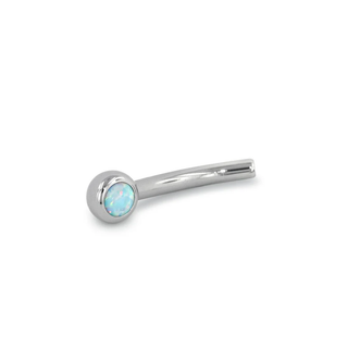 Curved threadless post with 2mm cabochon gem in titanium, 18g