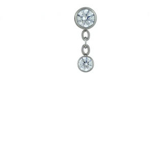 Bezel-set 4mm threadless gem end with 3mm dangle on 1/8" chain in titanium