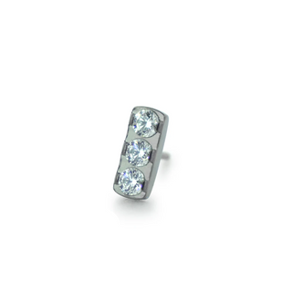 Gem bar with 3-1.5mm gems in titanium, threadless