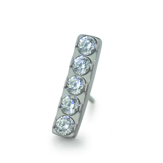 Gem bar with 5-1.5mm gems in titanium, threadless