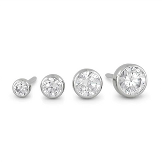 Bezel-set threadless gem end in titanium, 1.5-3mm sizes