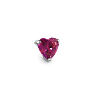 Heart gem threadless end in titanium