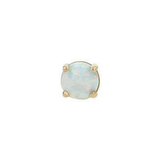 Ziana threadless end with 4mm prong white opal end in yellow gold
