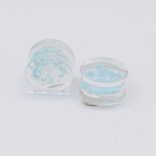 Glass pebble plugs 3/4” (19mm), DF, blue