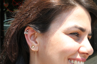 Forward helix piercing with 2mm bezel gem