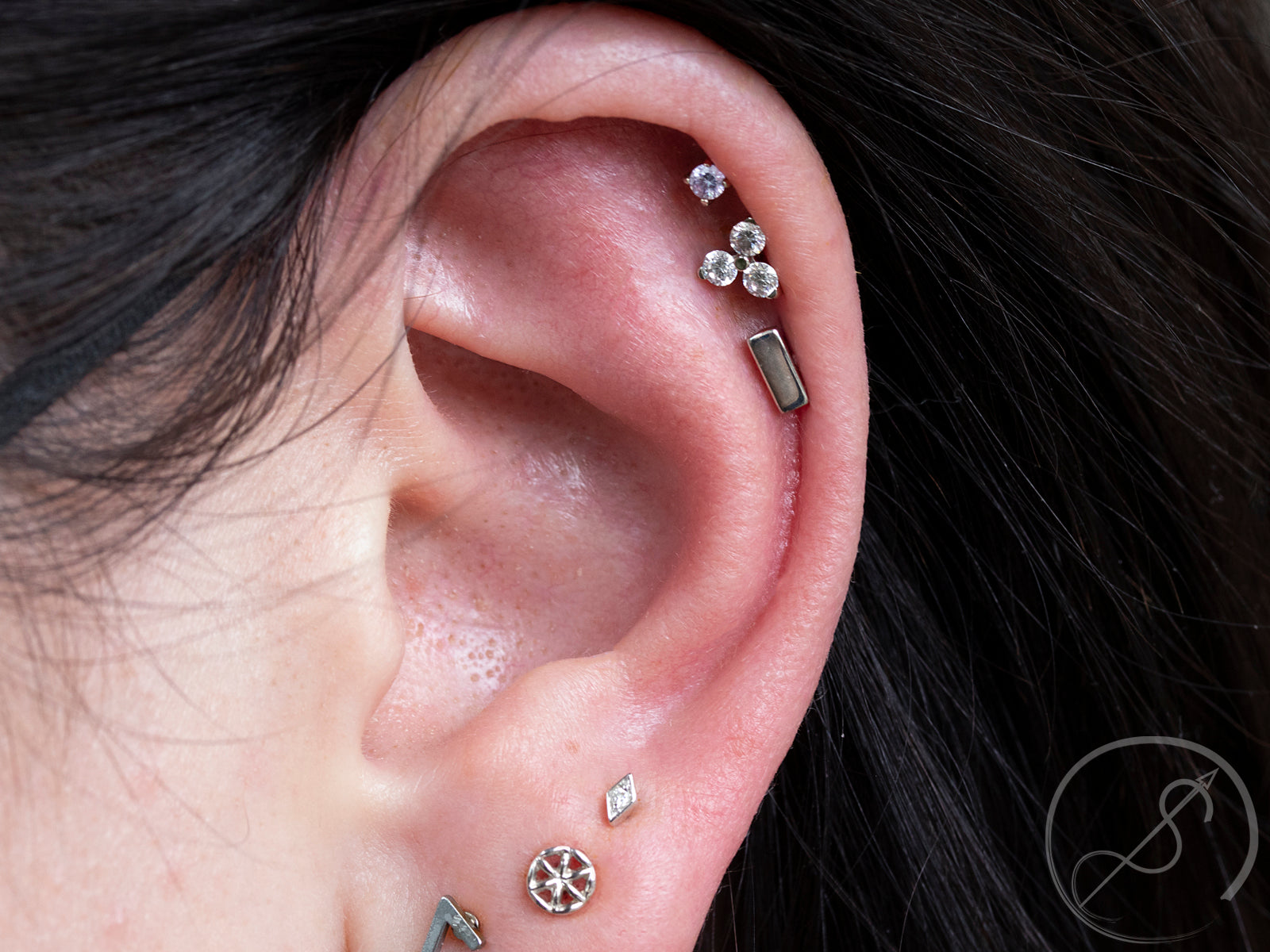 Threadless Piercing End Rectangle end in white gold, 2x5mm, threadless – Piercing Experience