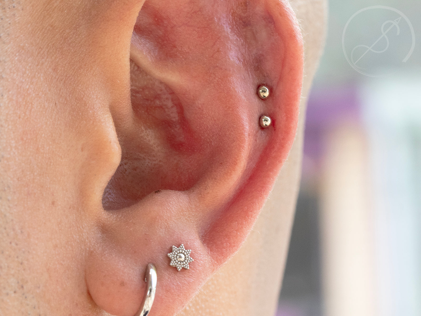 Multiple Helix Piercings Double Hoop Helix Cuff