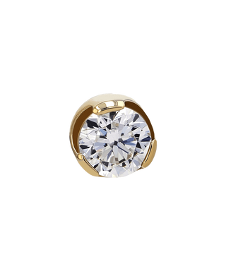 Prong-set gem in yellow gold, 3mm, threaded for 14g