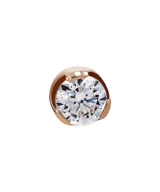 Prong-set gem in rose gold, 3mm, threaded for 14g