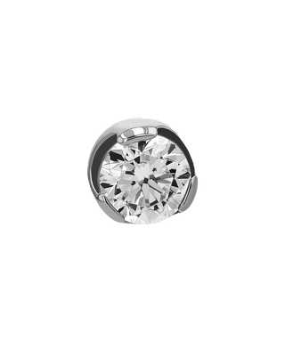 Prong-set gem in white gold, 3mm, threaded for 14g