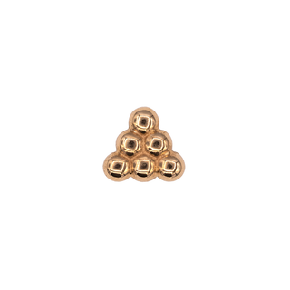 6-bead triangle threadless end in rose gold, 4.5mm overall