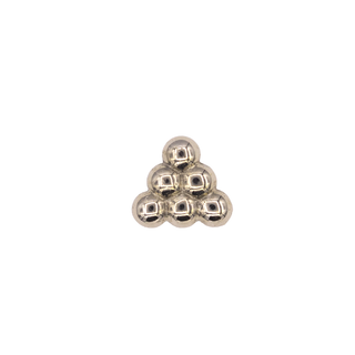 6-bead triangle threadless end in white gold, 4.5mm overall