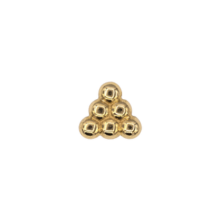6-bead triangle threadless end in yellow gold, 4.5mm overall
