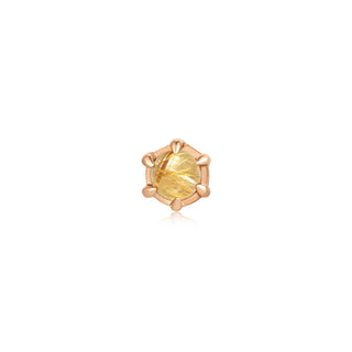 Amulet threadless end with rutilated quartz in rose gold
