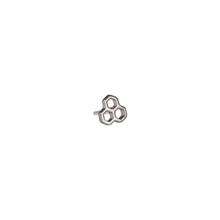 Oh Honey triple-honeycomb threadless end in white gold, 4mm