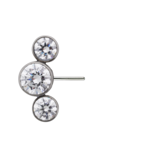 Bijoux 3 gem side-set arc cluster, threadless