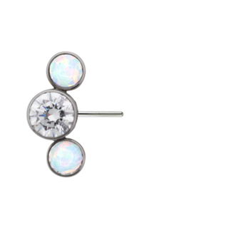 Bijoux 3 gem side-set arc cluster, threadless