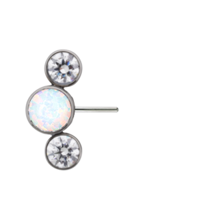 Bijoux 3 gem side-set arc cluster, threadless