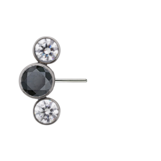 Bijoux 3 gem side-set arc cluster, threadless