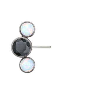 Bijoux 3 gem side-set arc cluster, threadless