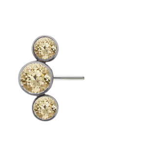 Bijoux 3 gem side-set arc cluster, threadless