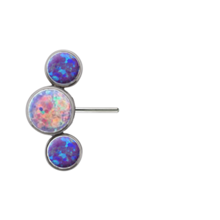 Bijoux 3 gem side-set arc cluster, threadless