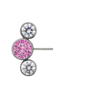 Bijoux 3 gem side-set arc cluster, threadless