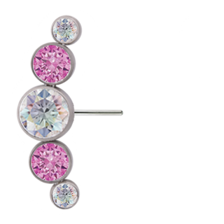 Bijoux 5 gem side-set arc cluster, threadless