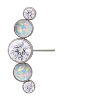 Bijoux 5 gem side-set arc cluster, threadless