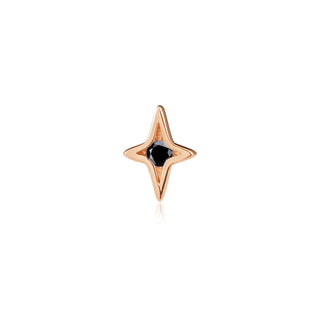 Divinity threadless star end with black diamond gem in rose gold