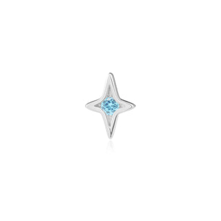 Divinity threadless star end with blue topaz gem in white gold
