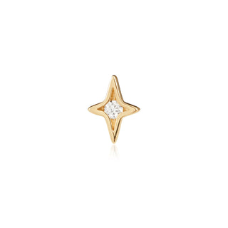 Divinity threadless star end with genuine diamond in yellow gold