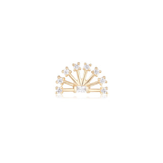 Fanfare threadless fan end with CZ gems in yellow gold