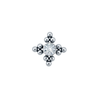 Haute Couture cluster with 2mm CZ and quad bead accent in titanium, threadless