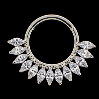 Cleo hinged ring with marquise CZ gems in titanium, 16g