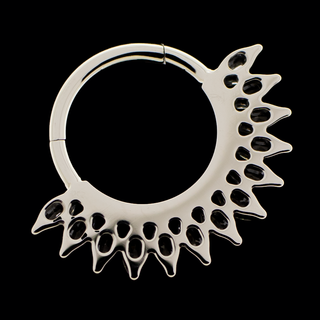 Cleo hinged ring with marquise CZ gems in titanium, 16g
