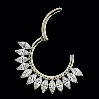 Cleo hinged ring with marquise CZ gems in titanium, 16g