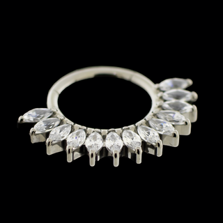 Cleo hinged ring with marquise CZ gems in titanium, 16g