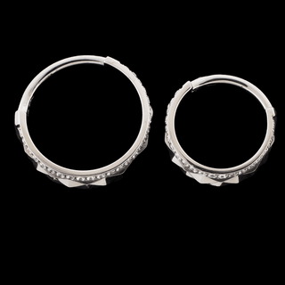 Idol pyramid CZ hinged cuff ring in titanium, 18g