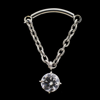 Emma hidden helix threadless end with CZ gem dangle in titanium