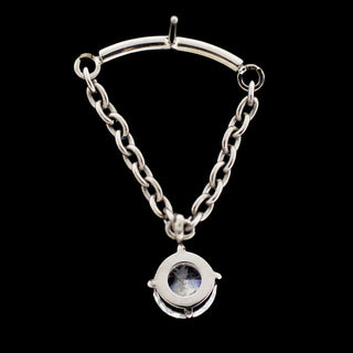 Emma hidden helix threadless end with CZ gem dangle in titanium