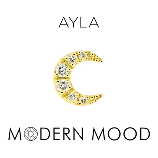 Ayla moon with gen diamonds in yellow gold