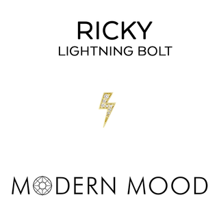 Ricky lightning bolt end in yellow gold w/ 7 gen diamond, 3.5x8mm