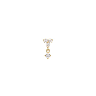 Romantic dangle end with cz gems in yellow gold