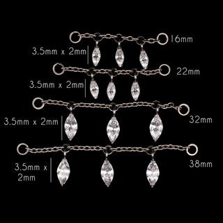 Elijah marquise CZ drop chain in titanium