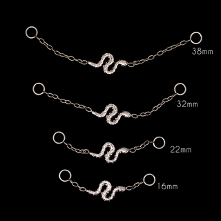 Viper snake charm chain in titanium